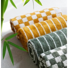 Soft Yarn-Dyed Bamboo Bath & Face Towel Shower Chess Yellow