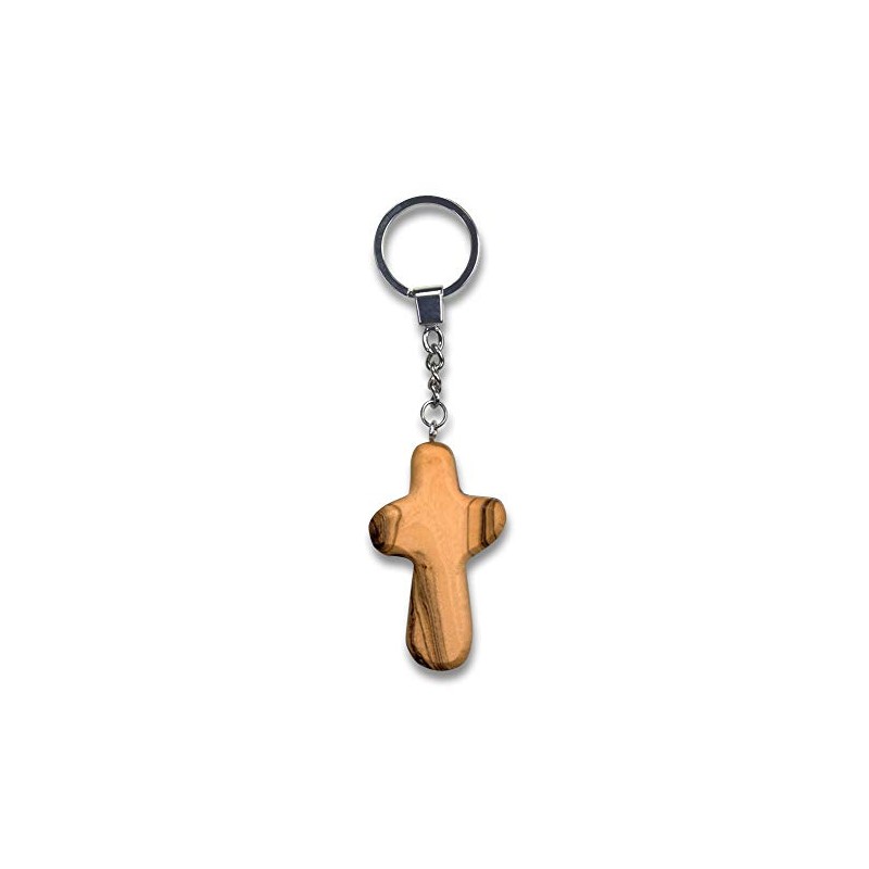 Olive Wood Cross Keyring