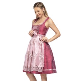 KOJOOIN Women's 2-Piece Dirndl Outfit, Midi Dress with Lace Apron for Oktoberfest, Size 34 to 42, Reusable Packaging, 38