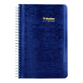 Blueline® 2025 Essential Daily Planner, Appointment Book, 12 Months, January to December, Spiral Binding, 8" x 5", Blue, Bilingual (C1504.82BT-25)