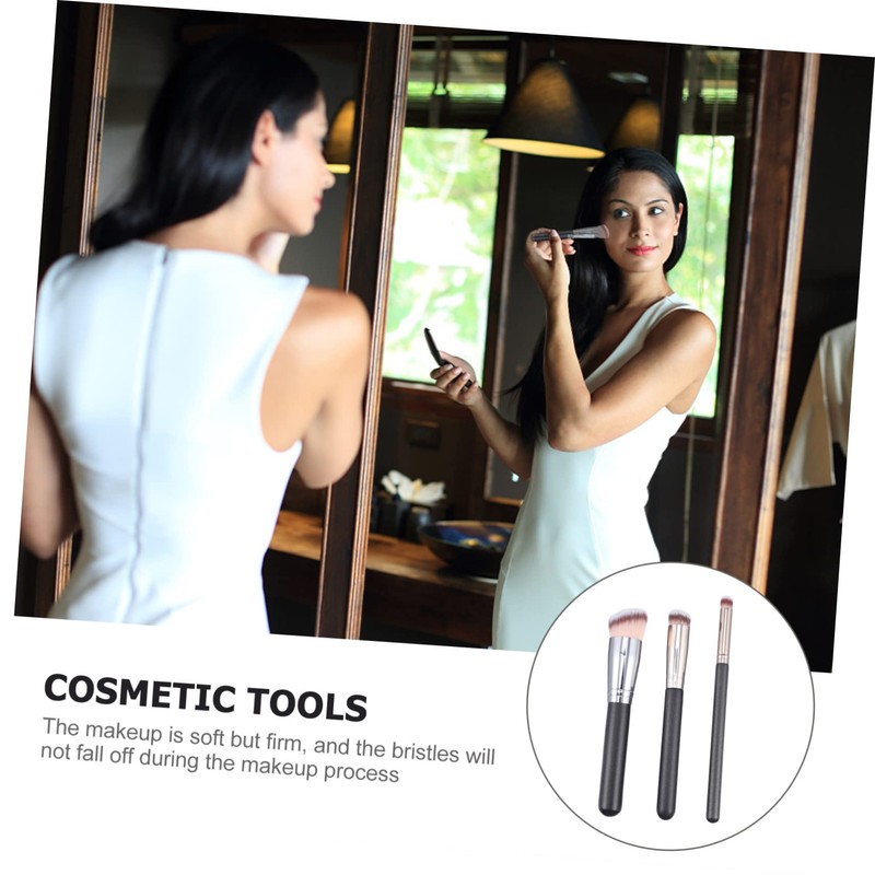 WOONEKY Essential Makeup Tools 1pc Foundation Brush 2pc Concealer Brushes