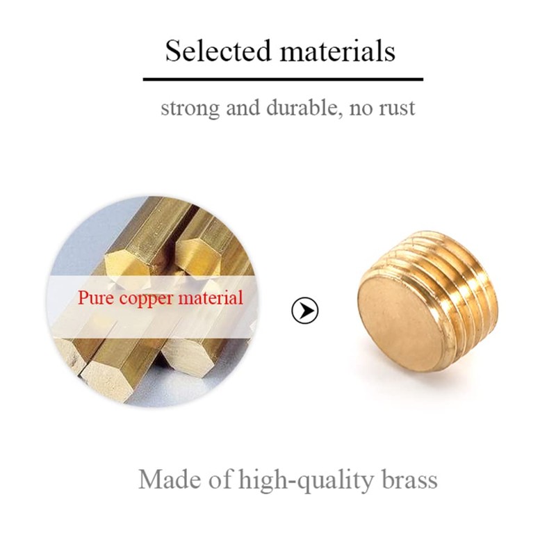 KtbeYTi 4 Pcs Male Thread Brass Internal Hex Head 3/4