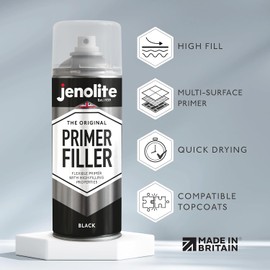 JENOLITE Primer Filler Aerosol Paint | BLACK | Flexible Primer with High Filling Properties | Fills Small Dents & Scratches for Smooth Finish | 400ml (13.5fl oz)