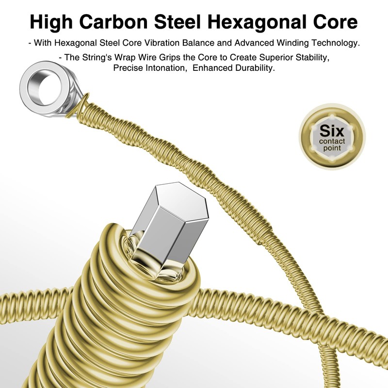 POGOLAB Guitar Strings, Acoustic Guitar Strings, 6 Strings Set, Hexagonal