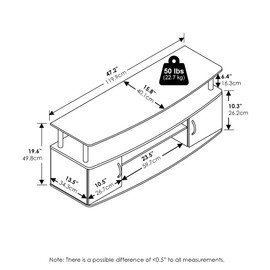 Furinno Jaya Large Entertainment Center Hold up to 55-in TV, Brown Walnut/Black