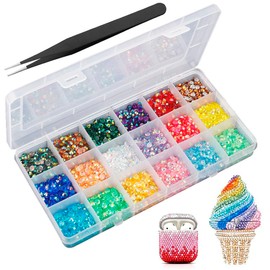 Rhinestones, 18 Colours 3mm Nail Gems, Flat Back Resin Crystal with Tweezers AB Jelly Rhinestones for Clothes for Craft for Nail Face Tumblers Cup DIY Clothing Shoe Decoration