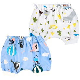 MooMoo Baby Bedwetting Short Pants Diaper Pants for Summer 2 Packs Absorbent Potty Training Pants for Boys and Girls