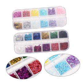 Minkissy 2sets Nail Glitter Sequins for Stunning Nail Art Shining Paillettes Makeup Stickers for Creative Manicure Designs and Professionals