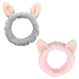 Haarband für Damen, Make-up, 2 Stück Haarbänder für Make-up, Tierohren, Haarband für Make-up, geeignet zum Waschen von Gesicht, Make-up, Dusche, Spa usw
