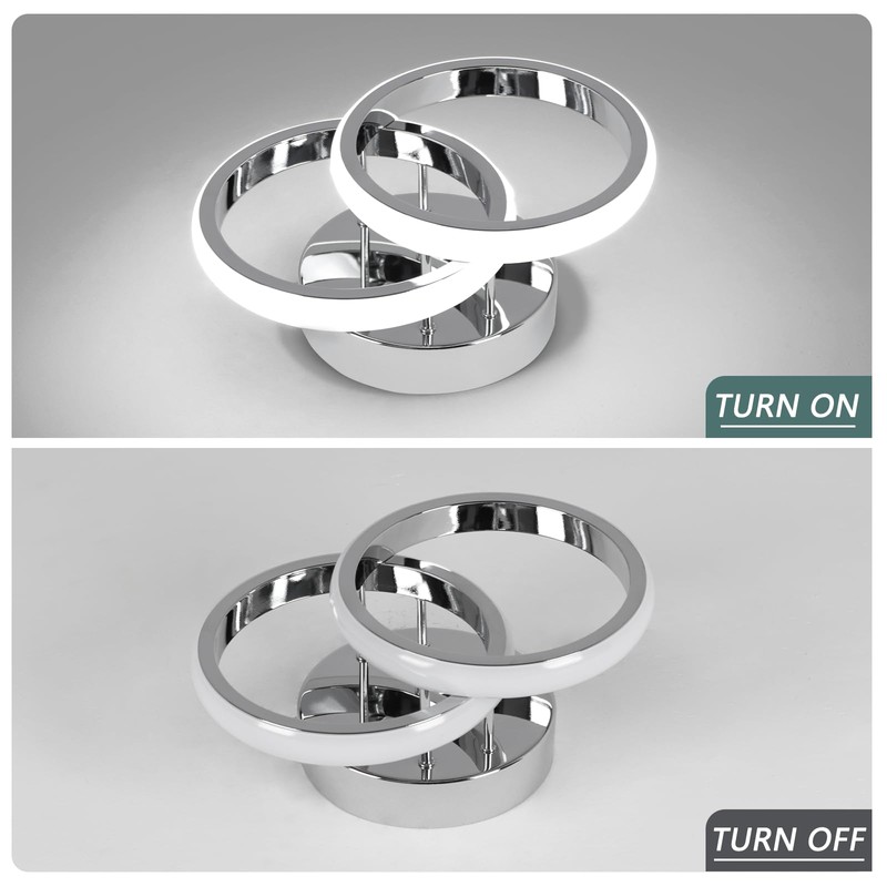 EIDISUNY LED Ceiling Light Modern Ceiling Lamp Silver Round Simple