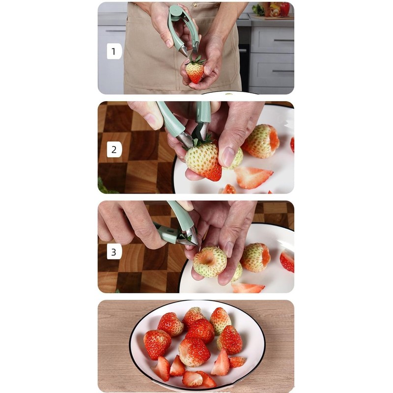 Fruit Preparation Tool Set, Multi-Purpose Melon and Berry Slicer, Cutter