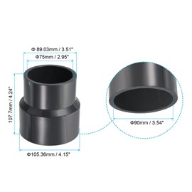 PATIKIL PVC Reducer Pipe Fitting 3.5x3 Inch Socket, Straight Coupling Adapter Connector, Grey