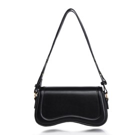 Gumhay Shoulder Bag for women Clutch Purse Handbag PU Leather Tote Bag with 2 Removable Straps and Zipper Closure Crossbody Bags, B-black