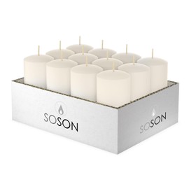 Simply Soson Votive Candles - 24 Ivory Votive Candles Bulk Pack - Votive Candles Without Glass, Votive Candles Unscented, 10 Hours Burn time - for Wedding, Birthday, Holiday & Home Decoration