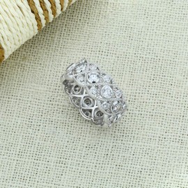 DoubleAccent Platinum Plated Sterling Silver Ring 1.75 CT CZ Stone Bezel Wedding Band Vintage Eternity Wide Band Ring, 8mm (Size 5 to 9), 6