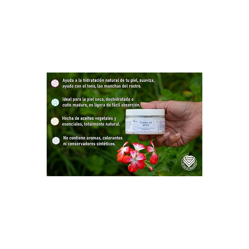 Crema Facial Arroz Aclara Hidrata Suaviza Arrugas y Manchas 90g