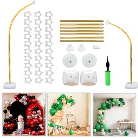 Balloon Arch Stand Kit 9ft &5.6ft,Heavy Duty Base With Water Filling Bag Bendable Half Arch Balloon Arch for Birthdays Holiday Decorations And Other Indoor And Outdoor Parties No Balloons (gold)