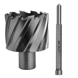 Annular Cutter JESTUOUS 1-7/8 * 1 Inch Cutting Diameter 3/4 Weldon Shank 1 Cutting Depth with Pilot Pin Slugger Bits HSS Kit for Magnetic Drill Press,1 Piece