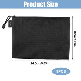 Pack of 8 Money Bags, Bank Bags, 18 x 24 cm Oxford Wallets, Document Bag with Robust Zip, A5 Document Bag, Waterproof Wallet, Bank Bag for School, Office & Travel, Black, black