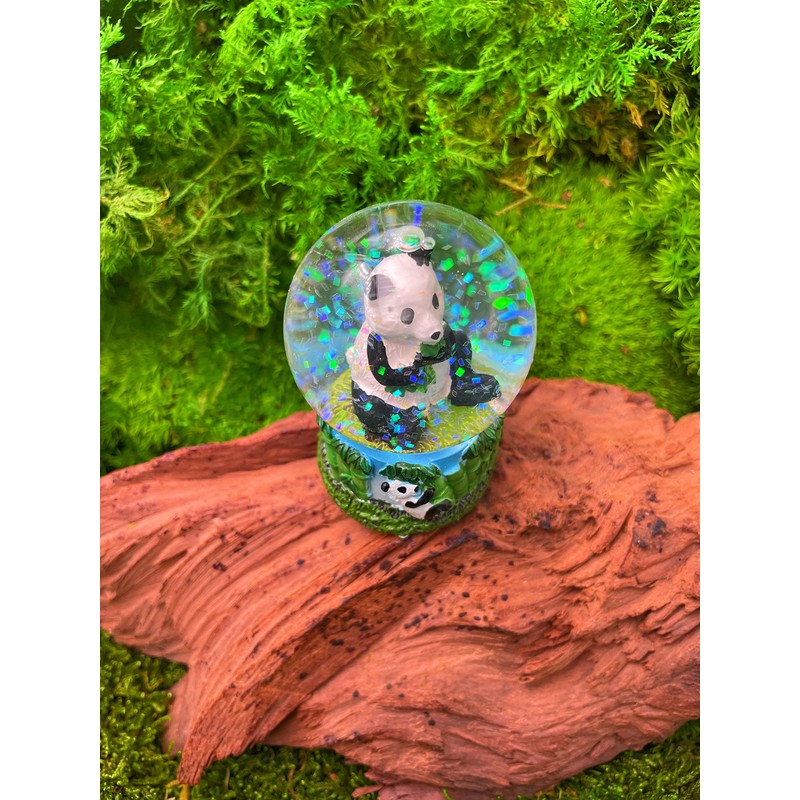 Onwomania Panda Bear Cute Height 6.5 cm Snow Globe Glitter
