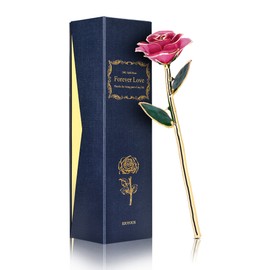Beautiful Elegant Everlasting Gold Plated Rose Flower Valentine's Gift Red Pink