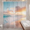Cinbloo Beach Shower Curtain 60Wx72H Pink Blue Summer Ocean Coastal