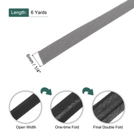 QUARKZMAN 1/4 Inch Double Folded Bias Tape Cotton Continuous Bias Tape for Sewing Hemming Quilting Hem Tying Crafts (White Grey 6 Yards)