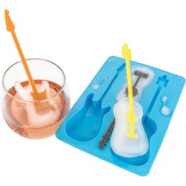 Acoustic and Electric Guitar Ice Cube Tray - Fairly Odd Novelties - Mold w/Stirrers Novelty Music Gift, Blue Guitar w/Stirrers, One Pack