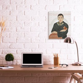 Stupell Industries Judge Ginsburg with Gavel Over Abstract Pattern, Designed by Ziwei Li Canvas Wall Art, 24 x 30, Multi-Color