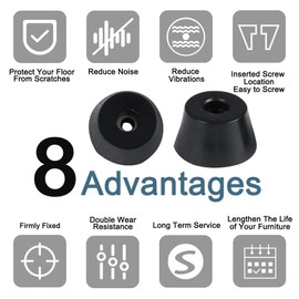 sourcing map Pack of 12 Chair Leg Caps Furniture Gliders Rubber Feet Bumper Buffer Cabinet Pad with Metal Disc Diameter 40 x 30 x Height 22 mm