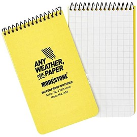 MODESTONE Outdoor Notepad 7.6 x 13 cm Bound Cover Spiral Bound Top 50 Sheets Checked 7 x 7 mm Waterproof Tear-Resistant Fireproof