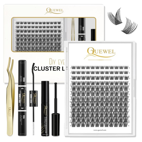 QUEWEL 144 Piece DIY Eyelash Extensions Set, Eyelash Cluster with