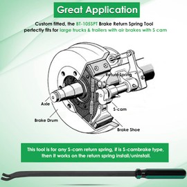 Brake Return Spring Tool for Large Trucks & Trailers with Air Brakes with S Cam, Spring Tech Tool Truck Brake Spring Tool for Install & Remove Return Springs on Commercial Truck and Trailer