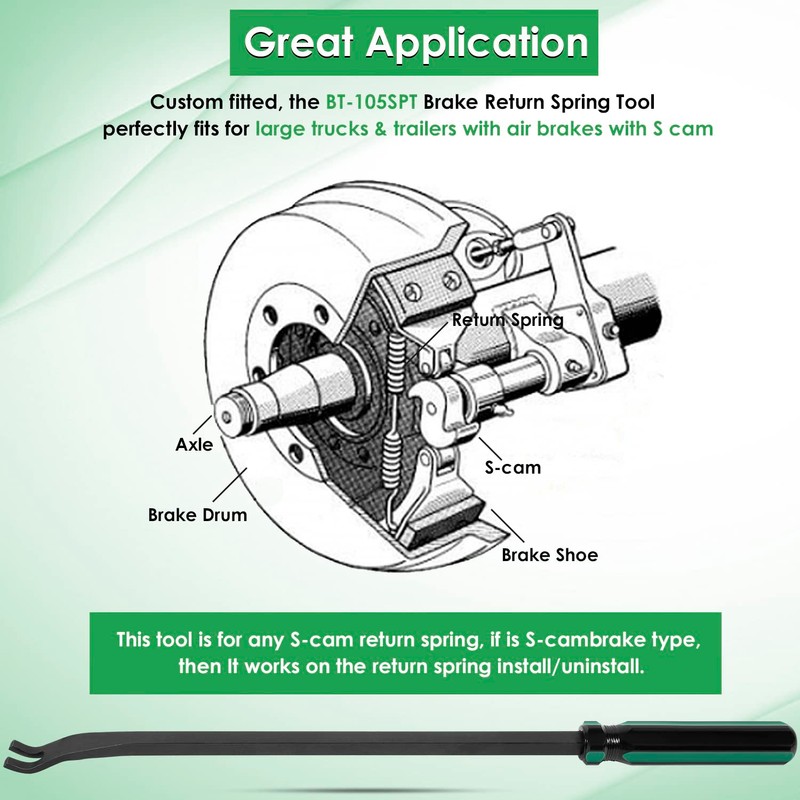 Brake Return Spring Tool for Large Trucks & Trailers with