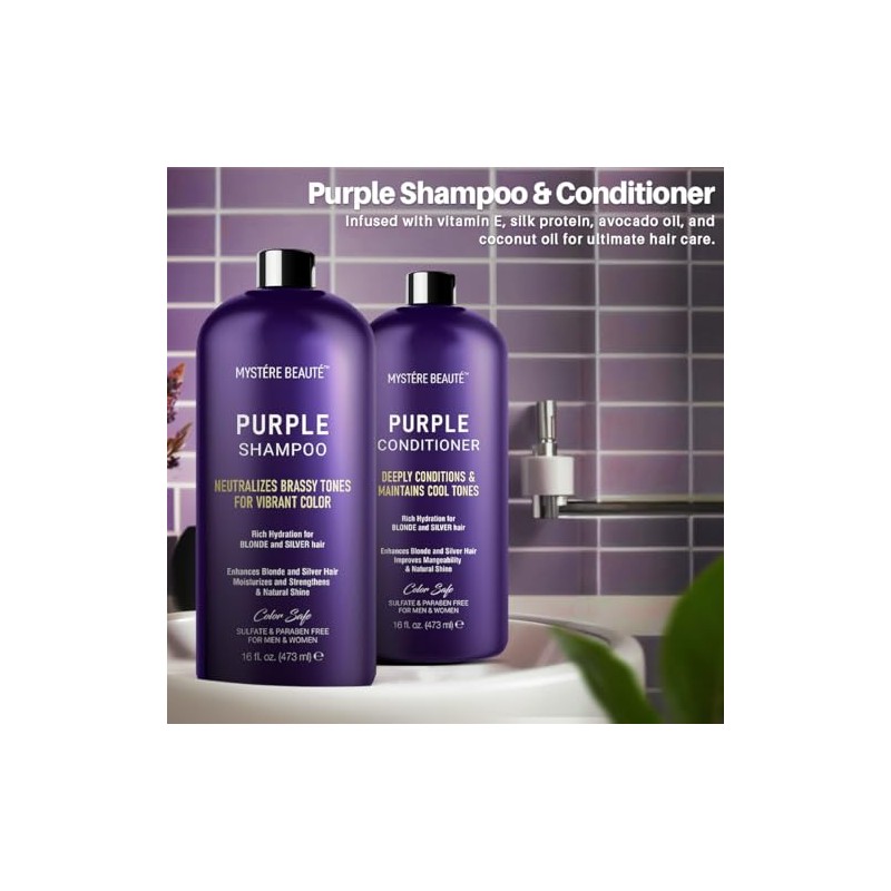 MYSTÉRE BEAUTÉ- Nuestro set de champú y acondicionador morado es