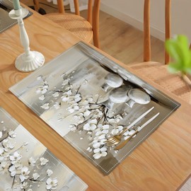 Farmhouse Flower Placemats Set of 4 Rustic Floral Table Mats Country Washable Place mats for Party Kitchen Dining Decoration 12x18 Inch