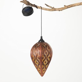 Sullivans Hanging Solar Light, Outdoor Copper Metal Finial Shape, Includes 1 Recharge AA Batteries, Patio Decor for Garden Yard Backyard Porch Pathway Tree Lighting, Cool/Warm Light