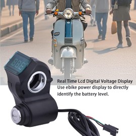 EBike Throttle Grip with Display 12V-96 Electric Bike Twist Handlebar Grip with Key 3 Wires Display Key Ignition e-Bike Thumb Throttle for E-Scooter