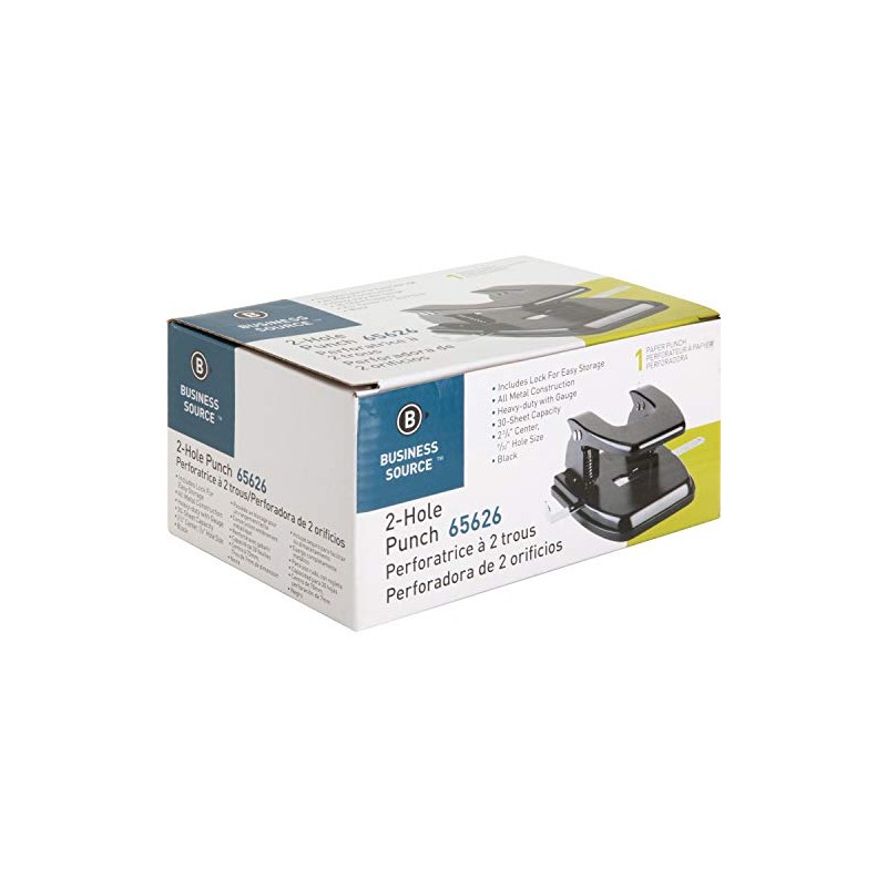 Business Source Heavy-Duty Hole Punch (65626), Black, Small (1-24)