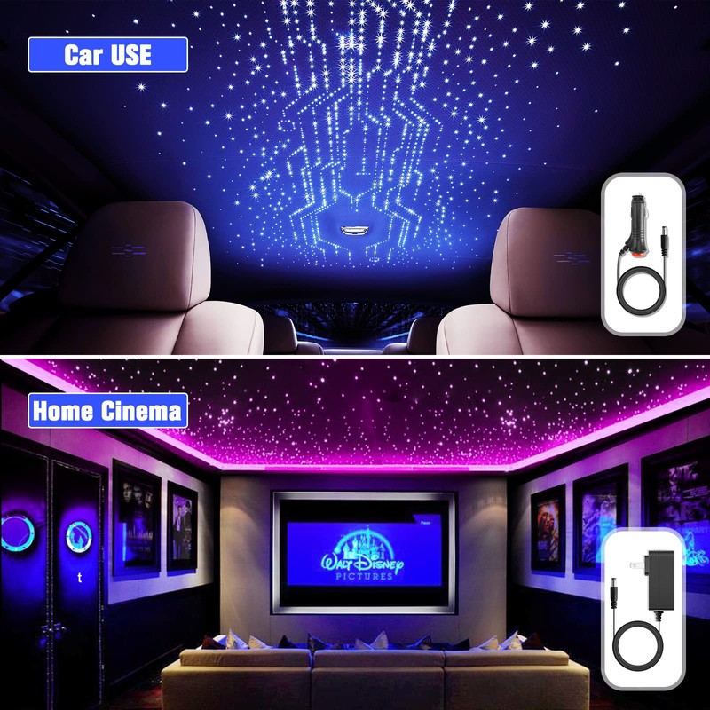 SUNKENET 16W Twinkle Starlight Headliner Kit, 150pcs*0.03in*6.5ft Fiber Optic Strands