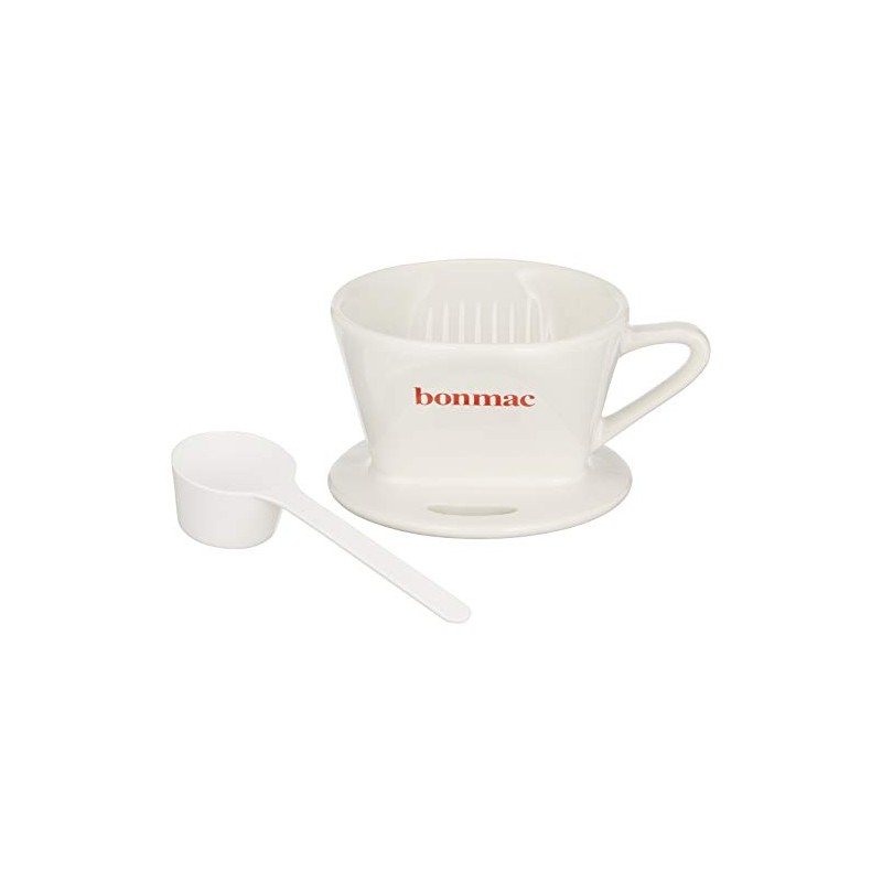Bonmac 1-2 Cup Coffee Dripper with Measuring Spoon CD-1W White