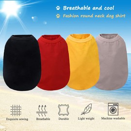 TVMALL 4-Pack Dog T Shirts Pet Blank Clothes Summer Cotton Vest Breathable Soft Basic Clothes Plain Dog Sweatshirt Apparel for Medium Large Boy Girl Dogs, 3XL