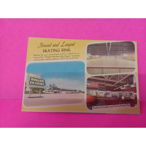 Postcard Chicago Hub Roller Skating Rink 4510 N Harlem Ave.