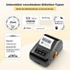 SUPVAN T50M Pro Bluetooth Label Printer with Labels, Wide Waterproof Labels, Versatile App with 30 Fonts and Over 700 Icons, Labeling Device for Retail, Office, Organization
