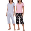 YIJIU 2 Pack Womens Pajamas 4 Piece Summer Short Sleeve