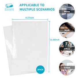 White Board Stick on Wall,Dry Erase Stickers for Walls Removable,2 Sheets 8.27''x11.69'' Self-Adhesive White Board Peel Stick Paper for Home,Kids Drawing ,Office,School