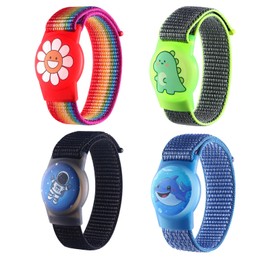 Kids Wristband for AirTag, Adjustable Nylon Watch Band Tracker Case, Breathable, Waterproof, GPS Trackers Case Cover, Anti Lost watchband for Toddler Child (red/Green/Black/Blue)