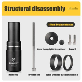 wowsport Bike Stem Riser 28.6mm - 70/115/180mm Fixed Height Extender | Aircraft Aluminum Alloy Handlebar Raiser for MTB/Road Bike (Stealth Black)​