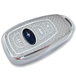 RFSRZ Fits for Subaru Key Fob Cover, for 2025 2024 2023 - 2014 BRZ Legacy Outback Ascent Crosstrek Forester WRXSoft Full Protection Key Shell Case, Bling Crystal, Car Key Protector for Women (White)