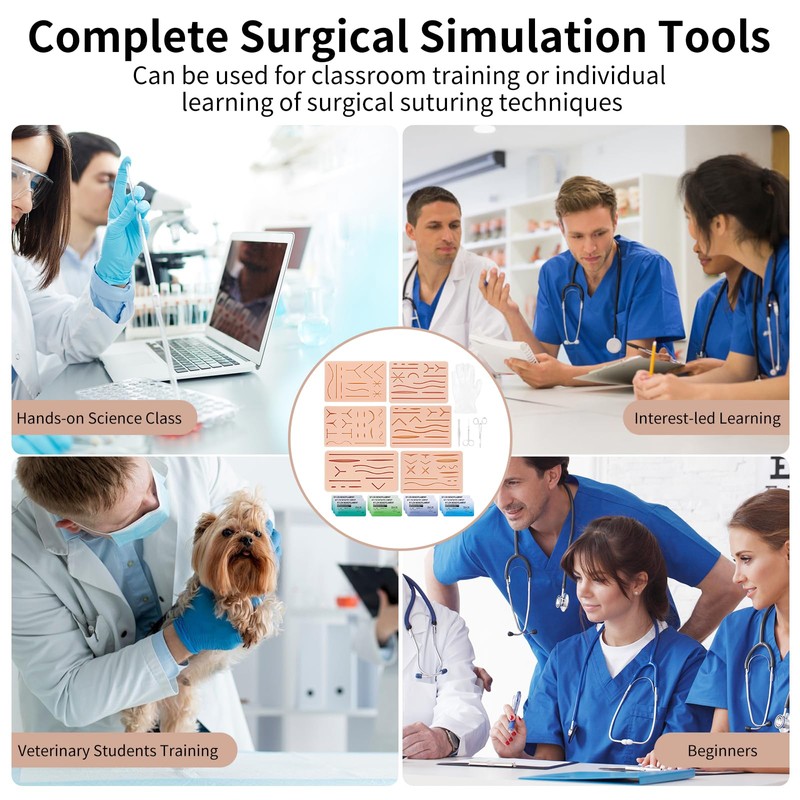 22 Pcs Suture Practice Kit Incudes 6 Silicone Suture Practice